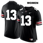 Women's NCAA Ohio State Buckeyes Rashod Berry #13 College Stitched No Name Authentic Nike White Number Black Football Jersey AJ20S17MG